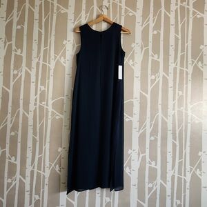 Elegant Navy Sleeveless Sheer Dress
